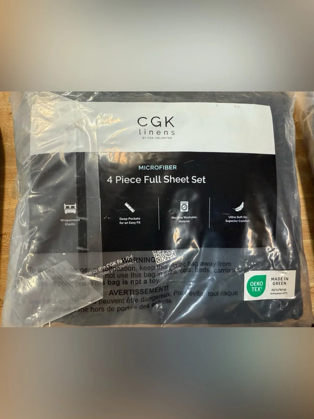 CGK Linens Microfiber 4-Piece Full Sheet Set - Black